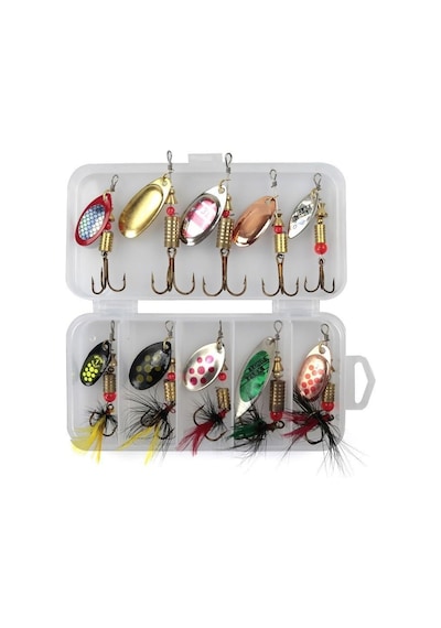 Valkyrie 10 Adet Kutulu Fly Spinner Bait Yem Zoka Seti Döner Tip Tatlı Tuzlu Sinek Olta