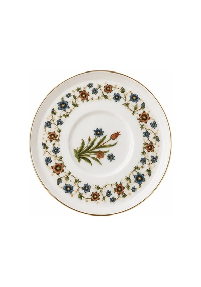 Tabak Evi Porselen Lalezar Altın Yaldızlı Çay Tabağı 12cm Taban Çapı 5cm 2 Li Çok Renkli