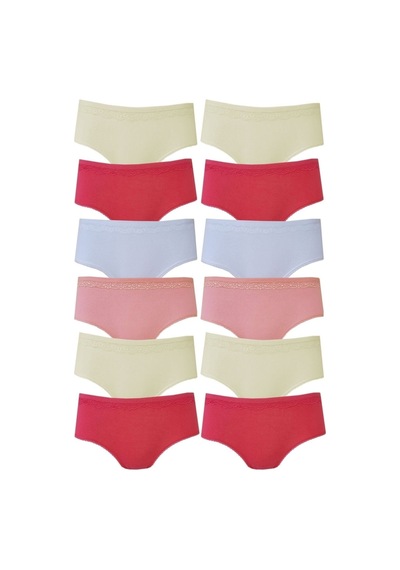 Kadın 12li Paket Karışık Renk Pınar Bikini Külot 001