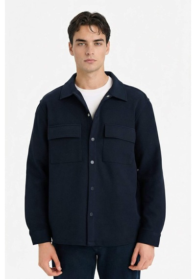 Defacto Regular Fit Twill Uzun Kollu Gömlek E7689ax25aunv64 Lacivert
