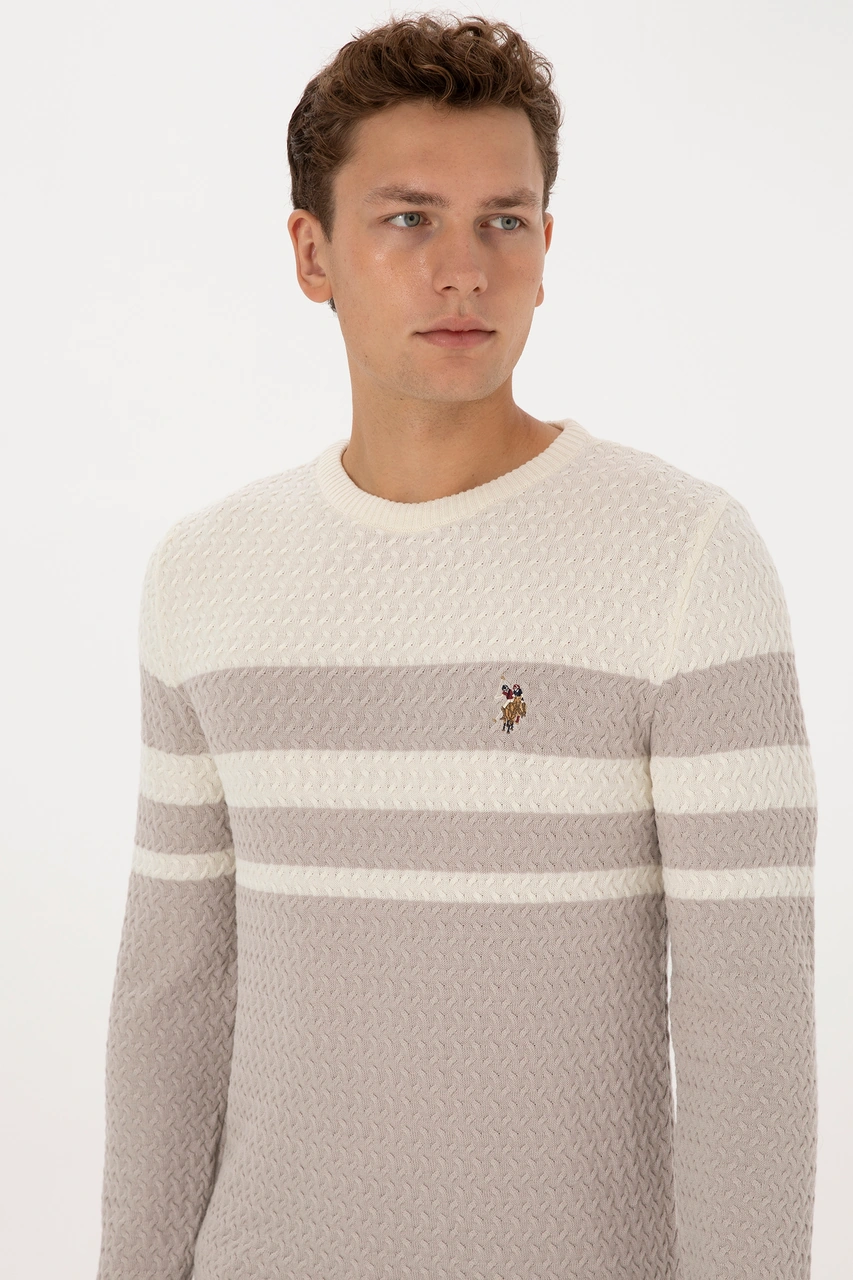 U.S. Polo Assn. Erkek Slim Fit Bisiklet Yaka Taş Kazak 50308460-VR049