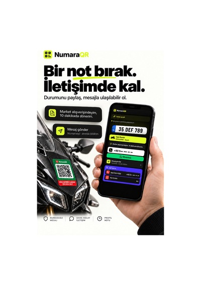 Qr Kodlu Numaratör Araç Ve Motosiklet İçin Qr Etiket Park Numaratörü 8,5x5,5 Cm Yeşil Numaraqr