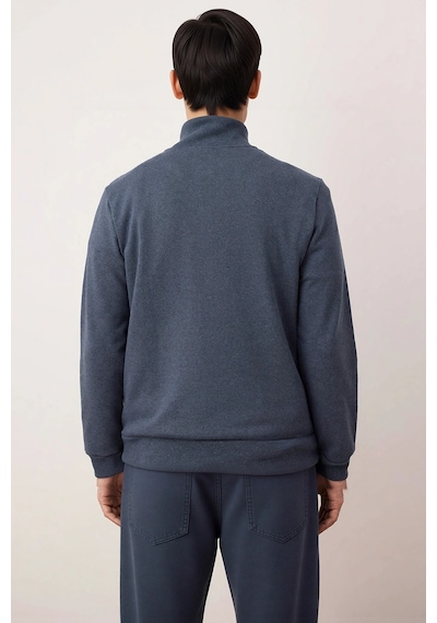 Benerly Erkek Dik Yaka Standart Kol Regular Kalıp Sweatshirt Fonksiyonel Indigo
