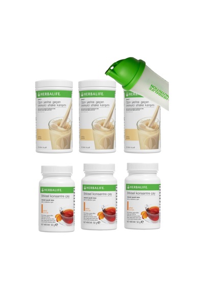 Herbalife Shake 3 Adet Vanilya + Çay 3 Adet Şeftali + Shaker Hediye