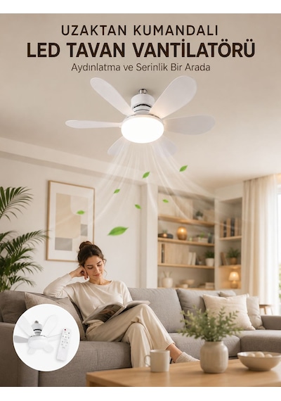 Yüksek Aydınlatma Performansına Sahip Led Tavan Fanı Sessiz Çalışma Güçlü Esinti Ve Uzaktan Kumanda Kontrolü - Lisinya