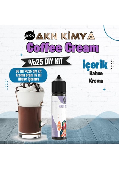 Coffee Cream Yoğun Dıy Kit Kahve Krema Gıda Aroması %25 Oranda Aroma İçerir Hazır Değildir 60 Ml
