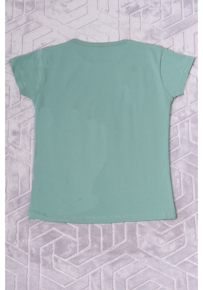 Hçm Kız Çocuk Tshirt Youth Baskılı Bisiklet Yaka C39 Yeşil