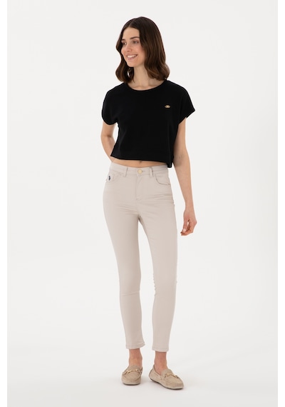 U.S. Polo Assn. Kadın Siyah Crop Bisiklet Yaka Tişört 50305682-VR046
