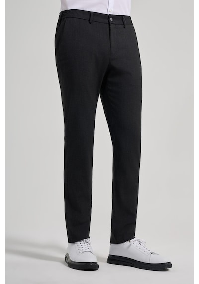 İmza Siyah Kendinden Desenli Yan Cep Slim Fit Jogger Pantolon 1003250161 Siyah