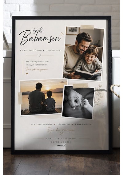 Kişiye Özel Babalar Günü Çerçeveli Poster, Babalar Günü Hediyesi, Babalar İçin Doğum Günü Hediyesi