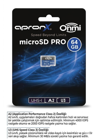 Apronx 64gb Micro Sd A2 U3 Uhs-ı Tf Hafıza Kartı