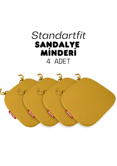 Xpermate 4'lü Standartfit Oval Sandalye Minderi 42x42x5 Hardal