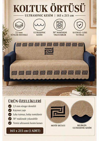 Çok Amaçlı Kadife Koltuk Örtüsü Kaymaz Süngerli 165x215 Cm Modern Bohem Çekyat Şalı Piknik Masa Örtüsü Alk2 Açık Kahve