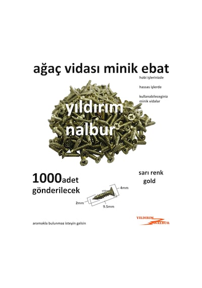 Ağaç Vidası Mini Sarı Altın Renk 1000 Adet Bin Adet Tavla Menteşe