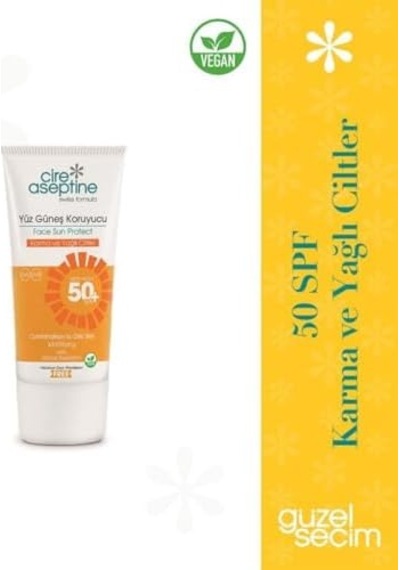 Cire Aseptine Yüz Güneş Koruyucu Karma Ve Yağlı Ciltler 50 Spf 50 Ml 0
