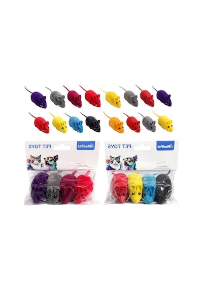 Sesli Fare Oyuncağı - Kediler İçin 4 Lü Set Karışık Renk
