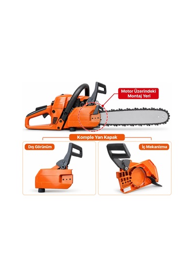Algaride Husqvarna 61 268 272 Uyumlu Motorlu Testere Komple Yan Kapak Zincir Fren Kollu Kapağı Ve İç Mekanizma
