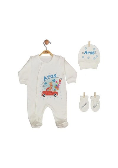 Pia Baby Gl 1902-02 İsme Özel Beşli Tulum Set Krem