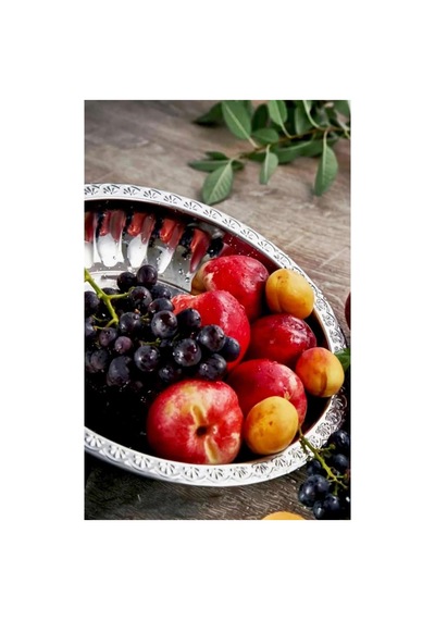 430 Paslanmaz Çelik Salata Meyve Tabağı Mısır Kasesi 24 Cm Derinlik 4cm Gümüş