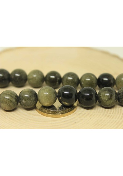 Yasamtohumu Golden & Siyah Obsidyen Taşı Yarım Dizi 11-12.5 MM 18 CM Çok Renkli