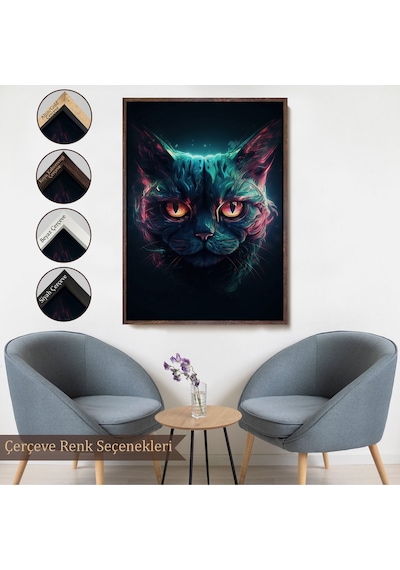 Miyrem^ Canvas Serie Savaşçı Kedi Tablosu-7900