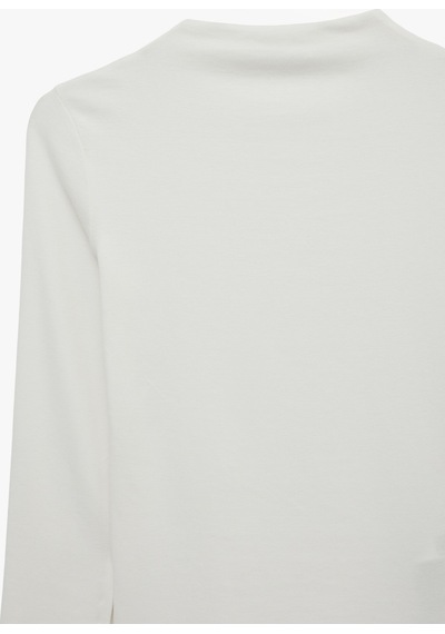 Koton Modal Karışımlı Slim Fit Dik Yaka Uzun Kollu Tişört Ekru 7wal10144ık