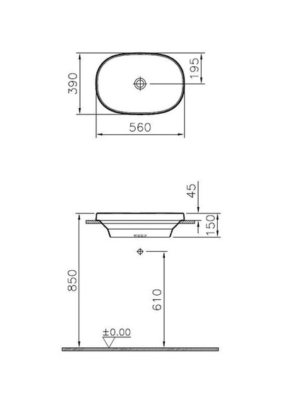 VitrA Frame Tezgah Üstü Oval Lavabo 56 CM Siyah 5652B470-0016