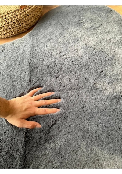 Saraz Halı Tavşan Tüyü Post Peluş Ultra Yumuşak Post Puffy Antrasit