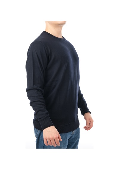 İntersivin Erkek Slim Fit Bisiklet Yaka Düz Uzun Kollu Triko Kazak S-05 Lacivert