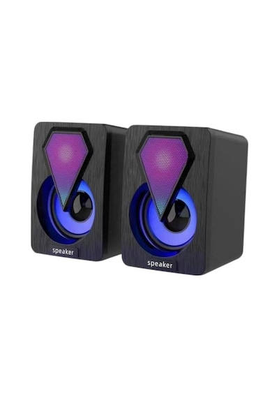 Bilgisayar Hoparlörü Rgb Led Işıklı Laptop Gaming Oyuncu Hoparlörü 1+1 Ses Sistemi Spreaker