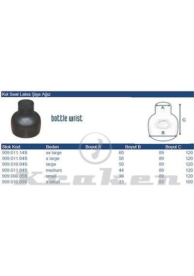 KRAKEN Kuru Elbise Kol Seal Latex Şişe Ağız Siyah