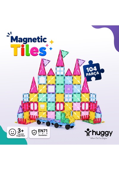 Huggy Manyetik Puzzle 104 Parça Yapı Blokları + 2 Araba