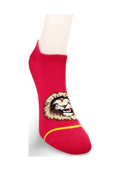 2as Sarı Kırmızı Aslan Desenli Sportif Unisex Kısa Bilek Çorap Yazlık 1 Çift 113 Safran