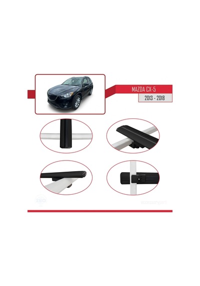 Mazda Cx-5 2013-2018 Arası İle Uyumlu Basic Model Ara Atkı Tavan Barı Siyah 3 Adet