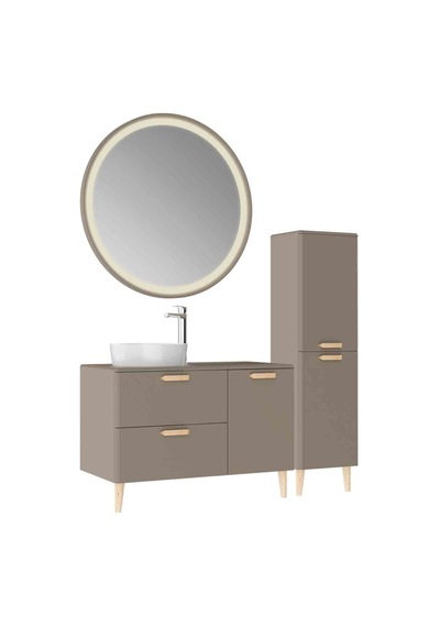 Creavit Patara Yuvarlak Led Ayna 60 Cm Mat Cappuccino Cam