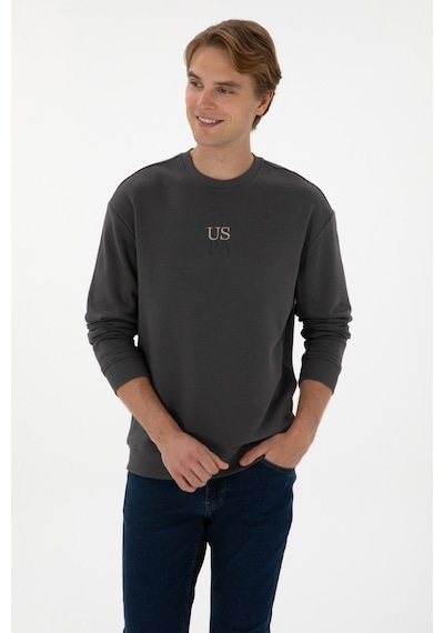 U.S. Polo Assn. Erkek Bisiklet Yaka Comfort Fit Antrasit Basic Sweatshirt 50313760-VR006