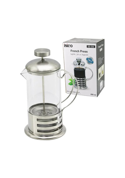 French Press Metal Kafes - Metal Kapak 800ml Cam Bitki Süzgeçi 4915 Çok renkli