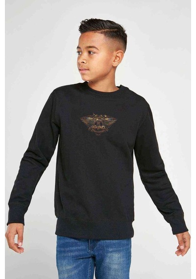 Tshirthane Metal Rock Müzik Baskılı Unisex Çocuk Siyah Sweatshirt Siyah