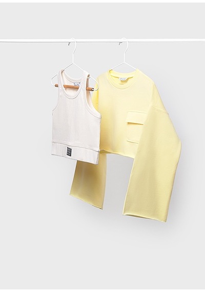 Mayoral Kız Çocuk Atlet Sweatshirt 2'li Takım Sarı - 06402