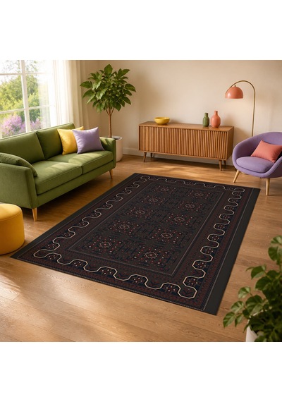 Kartela Halı Afgan Halı Jüt Taban Dokuma Halı Antrasit - 80 X 120 Cm
