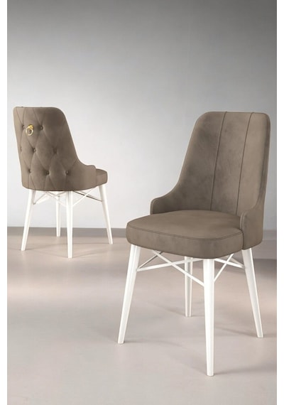 Zümra Serisi, Beyaz 80x132 Açılabilir Mdf Mutfak Masası Takımı 6 Adet Sandalye Cappucino Zümra Serisi, Beyaz 80x132 Açılabilir Mdf Mutfak Masası Takımı 6 Adet Sandalye Cappucino