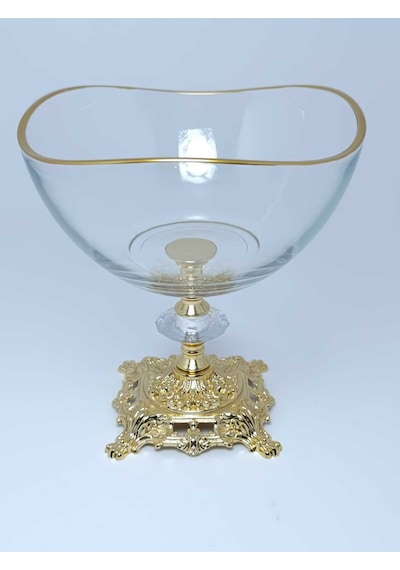 Parıltı Home Collection Metal Ayaklı Lüks Sunumluk Kase Altın