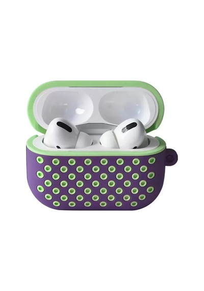 Newface Apple Uyumlu AirPods Pro 2 2.nesil Spor Delikli Kılıf - Lila-yeşil Çok Renkli