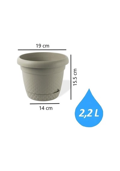 Omnipazar Krs-342 Dekoratif İnci Bitki Çiçek Saksı Takımı 2.2 Litre No 2 Bej