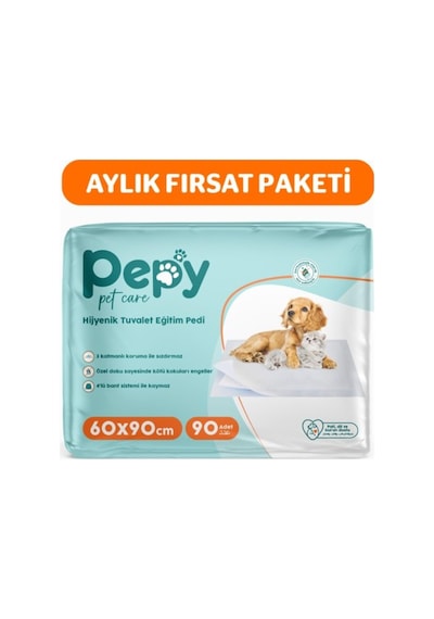 Pepy Pet Care Hijyenik Tuvalet Eğitim Pedi, 60x90 Cm, 90 Adet 3x30'lu