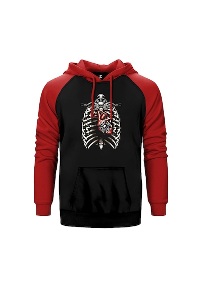 Black Label Es 106 Kırmızı Renk Reglan Kol Kapşonlu Sweatshirt Kırmızı