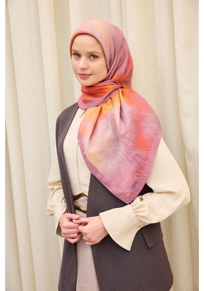 Silk Home Velora Eşarp Sis Desen Gül Kurusu 90x90 Çok Renkli