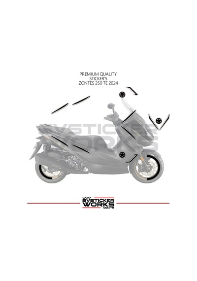 Zontes 250 Te Sticker Kaplama Set Full Kit Parçalı Etiket Sticker Modeli Siyah