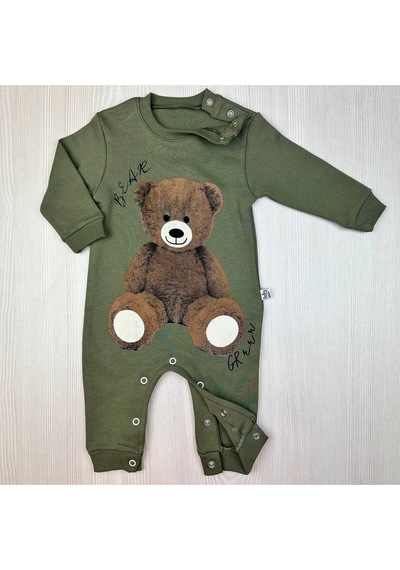 Penye " Bear " Bebek Tulumu Yeşil