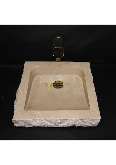 Bej Mermer Eğimli Patlatma Lavabo